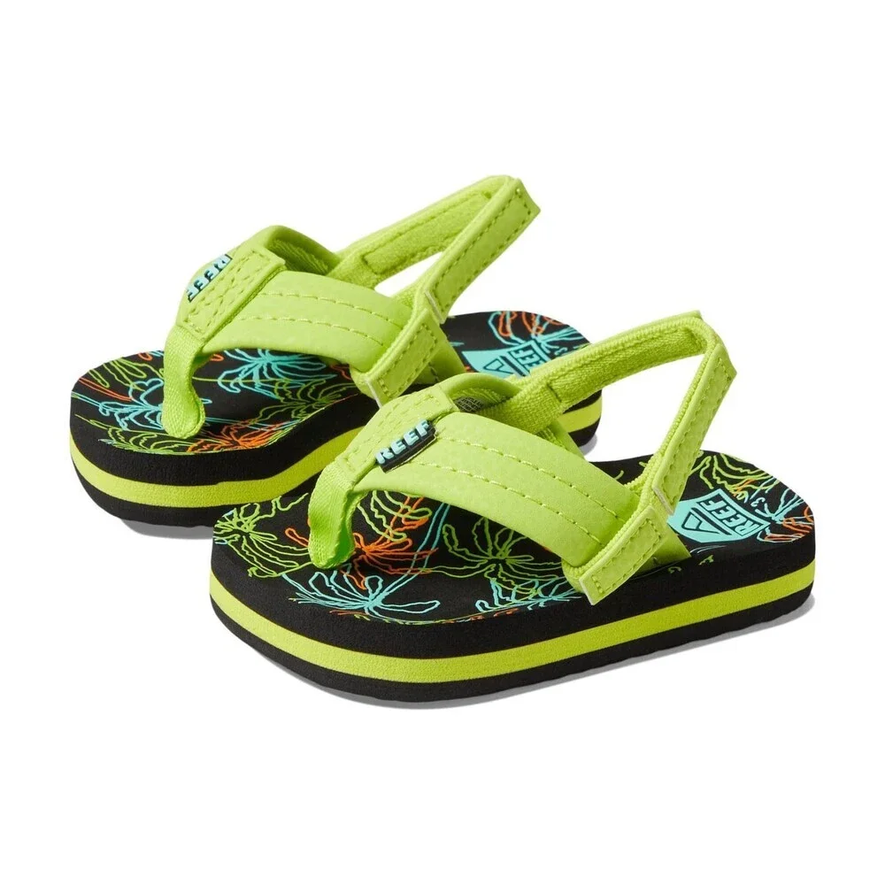 Reef Little Ahi CJ2088 Flip Flop Toddler US 5 Neon Palm Slip On Sandals JOBB2077
